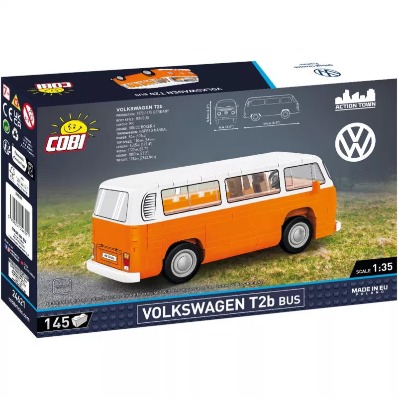 Kit de montagem Cobi Volkswagen T2b Autocarro laranja, escala 1:35, kit