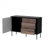 Cómoda cama meble CORTINA 1D3S 120x40x81 cm, preto/nogueira, 3 gavetas, aglomerado