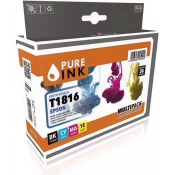 Pure Ink 170745990008 tinteiro 4 unid. compatível alto rendimento (XL) preto - ciano - magenta - amarelo (EPST1816MP4)
