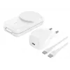 Carregador de interior Belkin UltraCharge 25W Qi2 Carregador magnético 3-em-1 UE Branco Quadrado