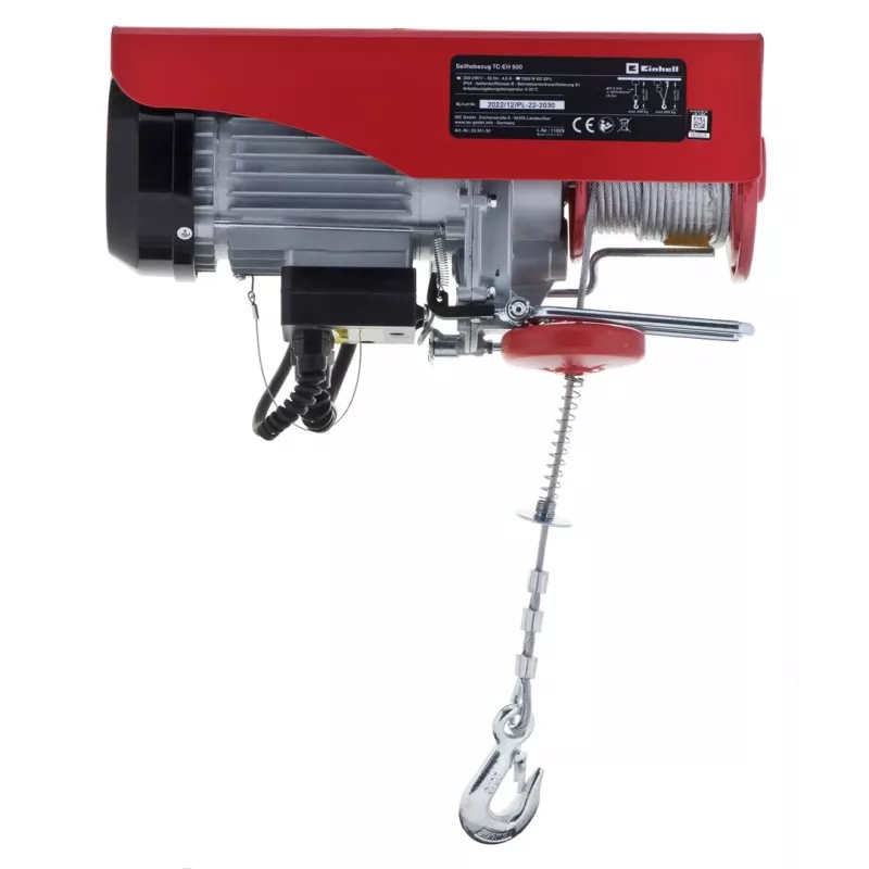 Einhell TC-EH 600 2255150 talha elétrica de cabo, 1050 W, 600 kg, 8 m/min, vermelha