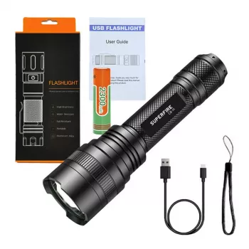 Lanterna Supfire C8-H — 1200 lm, recarregável por USB, alcance de 250 m