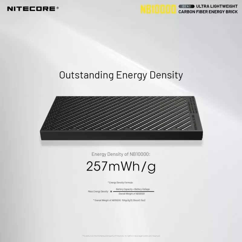 Powerbank portátil Nitecore NB10000 — 10000 mAh, USB‑A + USB‑C, 38 W saída total, cinzento