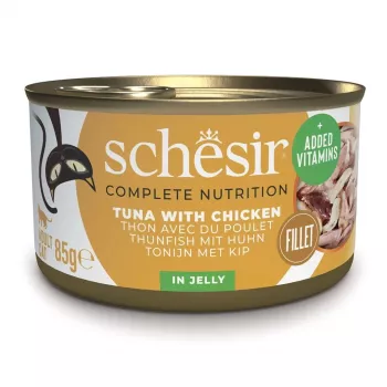 SCHESIR Atum com Frango em Gelatina - Alimento húmido para gatos - 85 g