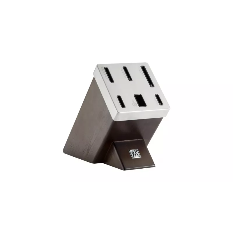 Conjunto de facas e bloco de corte ZWILLING 35145-000-0 — 7 peças, lâminas de aço inoxidável, cabos de plástico, incluindo faca de pão, descascador, faca de cozinha, faca de fatiar, compartimento para tesouras