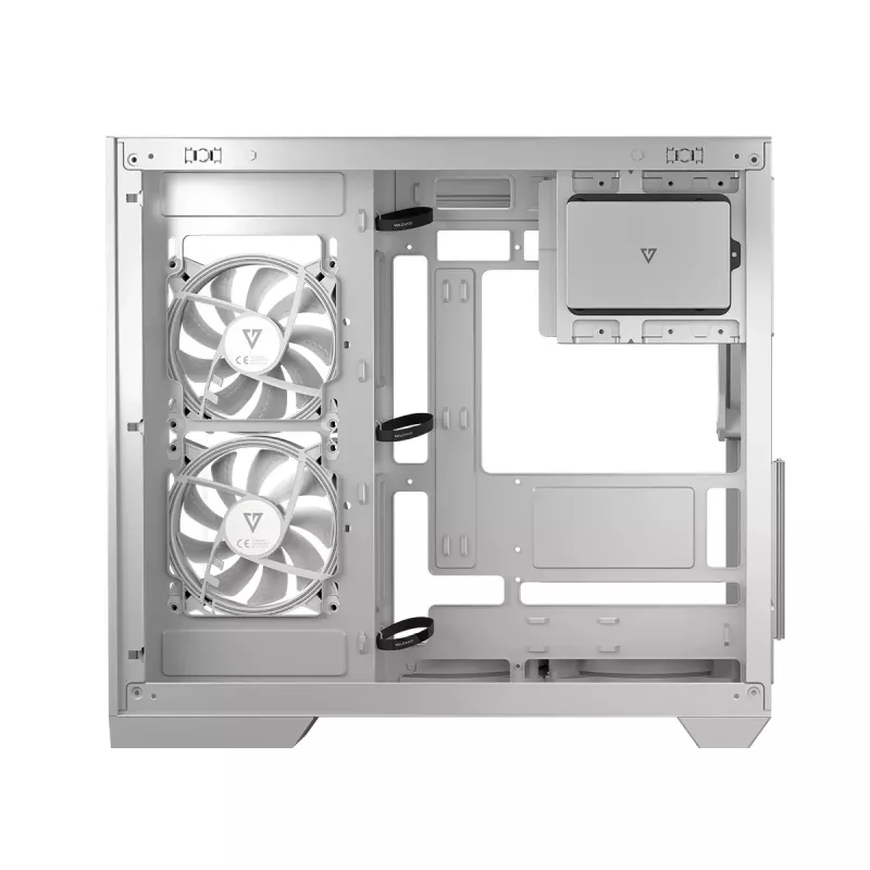 Caixa de PC MODECOM Volcano Panorama Midi Tower branco — micro ATX, vidro temperado, ARGB, USB-C, suporta GPU 400 mm