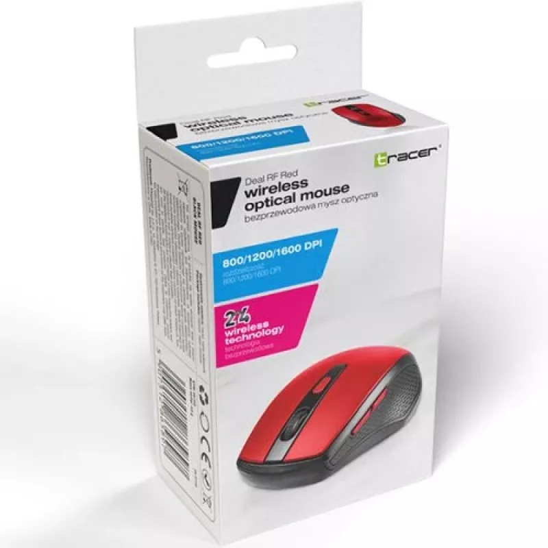 Rato ótico sem fios para destros TRACER TRAMYS46750 — 1600 DPI, RF 2,4 GHz, recetor nano USB, 6 botões, pilha AA