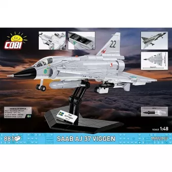 Conjunto de construção Cobi Blocks Saab AJ 37 Viggen 881 peças