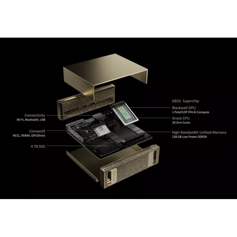 Computador PNY NVIDIA DGX Spark GB10 128 GB LPDDR5x-SDRAM 4 TB SSD DGX OS dourado