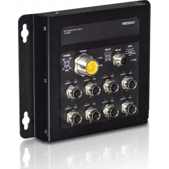 TRENDnet TI-TPG80 - Switch - não gerido - 8 x 100/1000/10000 + 1 x Shared Gigabit SFP + 1 x SFP - montagem na parede - DC