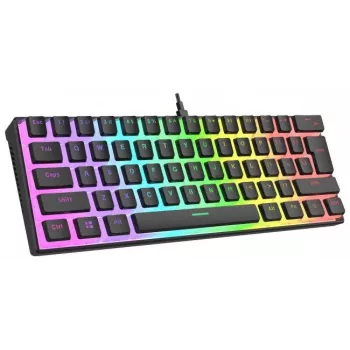 Teclado mecânico RAMPAGE RADIANT K11 RGB vermelho preto — com fios, retroiluminação RGB, layout full-size
