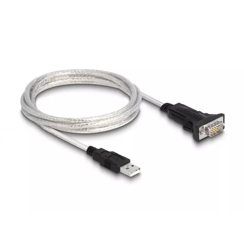 DeLOCK 63465 Adaptador de USB 2.0 Type-A para série RS-422/485, bloco de terminais de 6 pinos, 1,8 m, preto/transparente