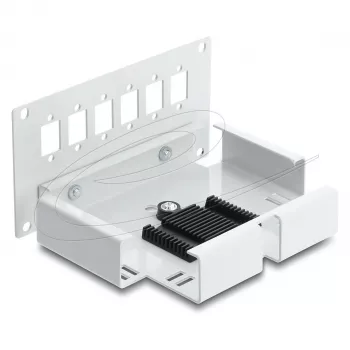 Patch panel DELOCK 6 portas para SC simplex ou LC duplex, cinzento metal, montagem em calha DIN
