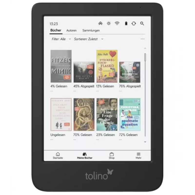 Leitor de e-books Tolino shine color, ecrã tátil, 16 GB, Wi-Fi, preto