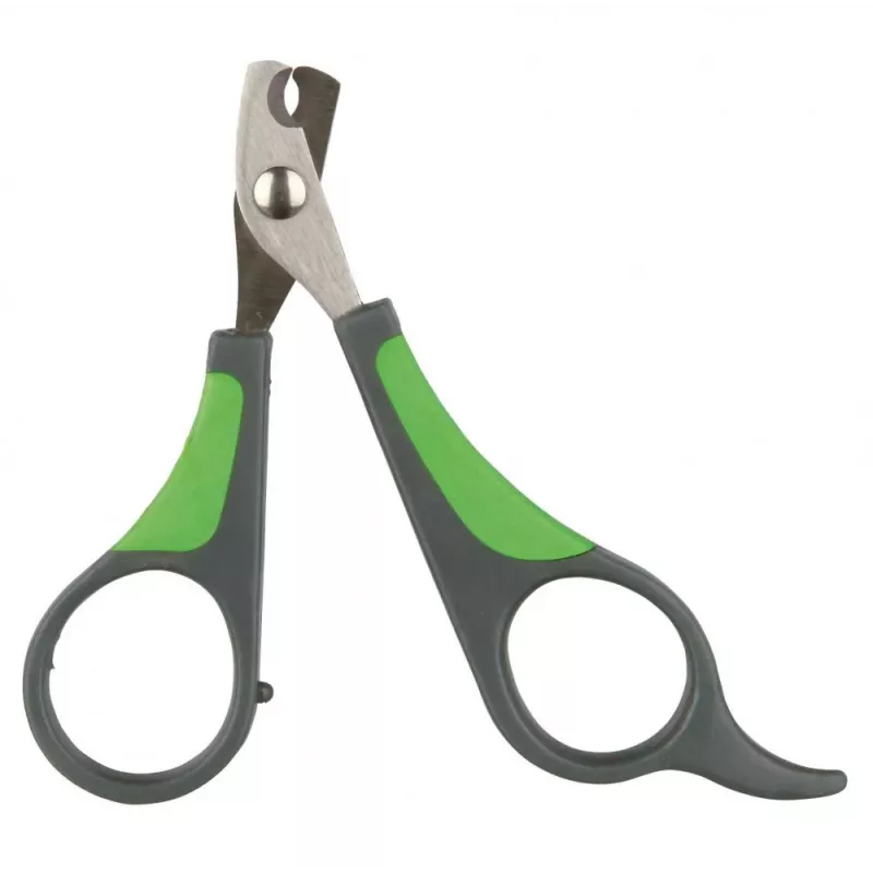 Tesoura de cuidados para animais Trixie 6285, lâminas de aço inoxidável, pontas arredondadas, para destros, 80 mm, punho antiderrapante, várias cores