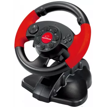 Volante ESPERANZA EG103 Comando de jogos — PC/PS2/PS3, 13 botões, vibração, sensor de aceleração, preto/vermelho