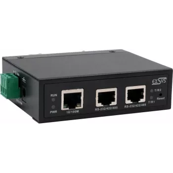 Servidor de dispositivos série Exsys EX-61002 — 2x RS232/422/485, inclui fonte de alimentação