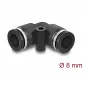 DeLOCK 60746 Conector pneumático de 8 mm angular de 90° com orifício de montagem
