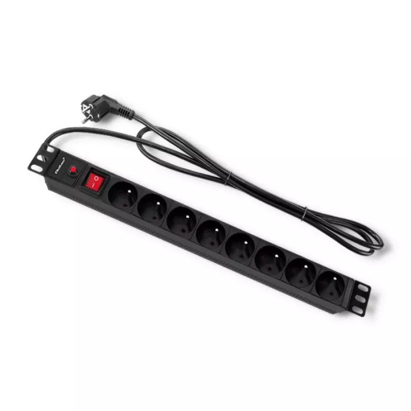 Qoltec 53996 régua de tomadas para RACK 19 | 1U | 16A | PDU | 8xFRANCÊS | 2m