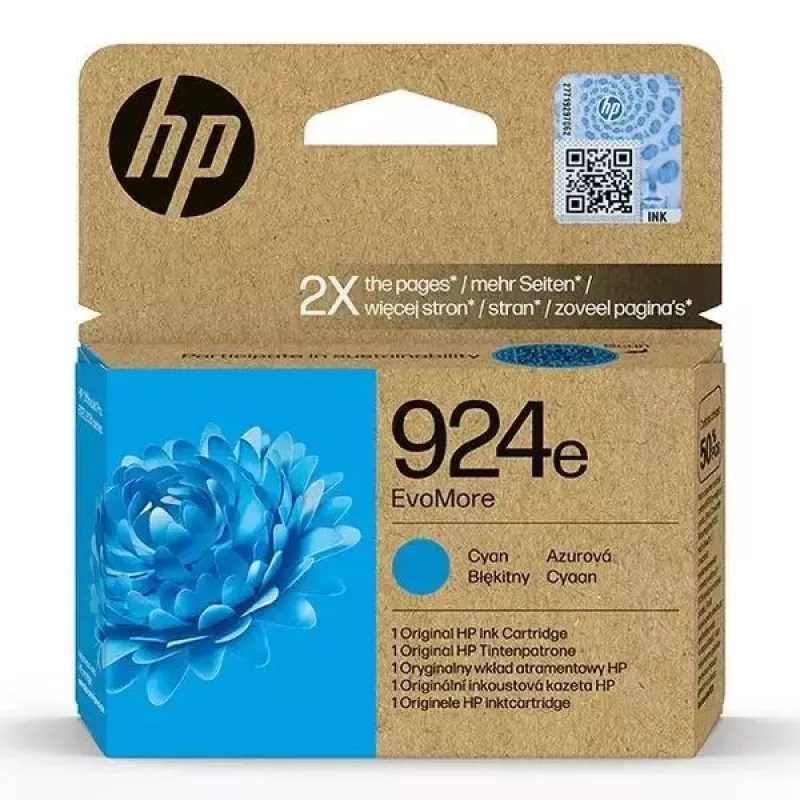 Tinteiro original HP 924e EvoMore ciano, rendimento alto (XL), ciano, 1 unidade, 800 páginas, embalagem individual