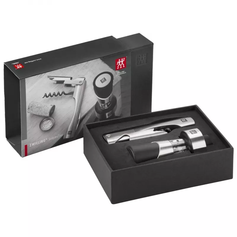 Conjunto de ferramentas de vinho ZWILLING Sommelier — estojo retangular 100×190×42 mm, 2 unid.
