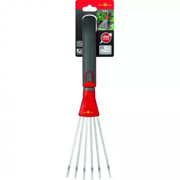 Ancinho de jardim Sourcing LD-M/ZM 015 — dentes de aço, vermelho, tamanho médio