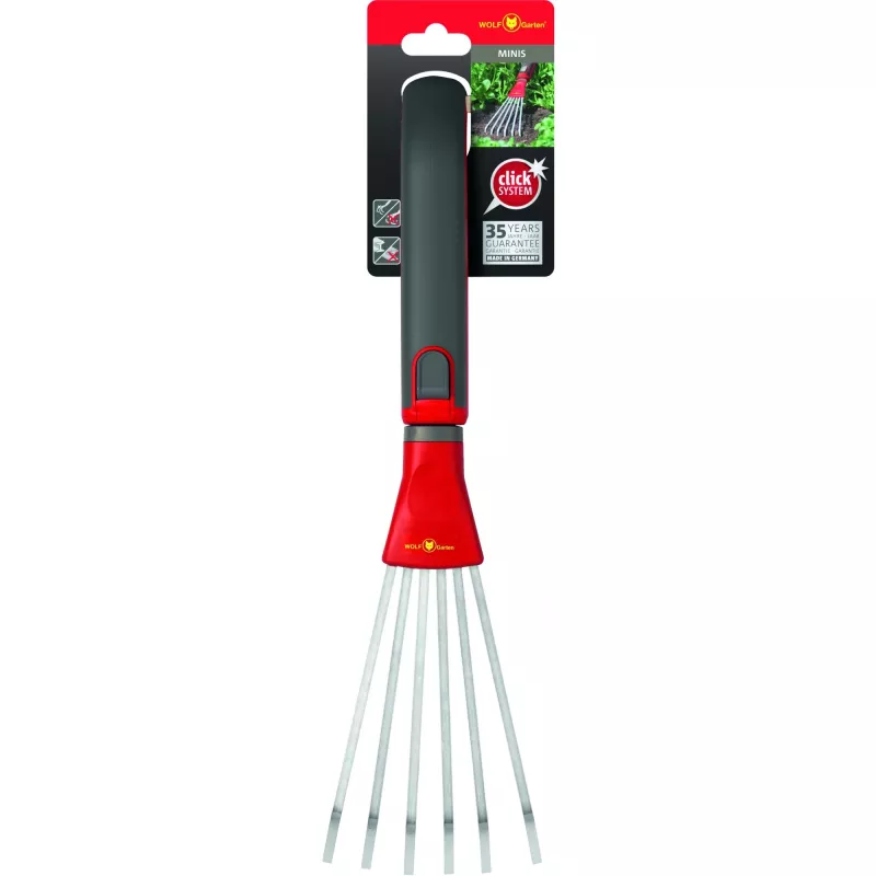 Ancinho de jardim Sourcing LD-M/ZM 015 — dentes de aço, vermelho, tamanho médio
