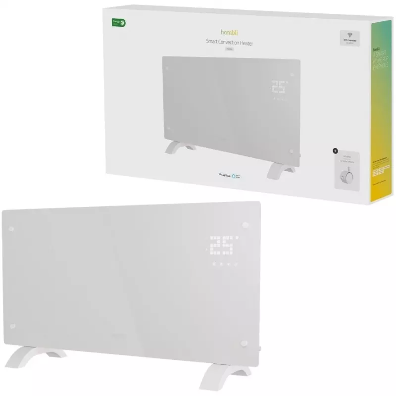 Aquecedor elétrico convector Hombli HBCH-0309, 2000 W, aquecimento em fibra de carbono, para interior chão/parede, branco