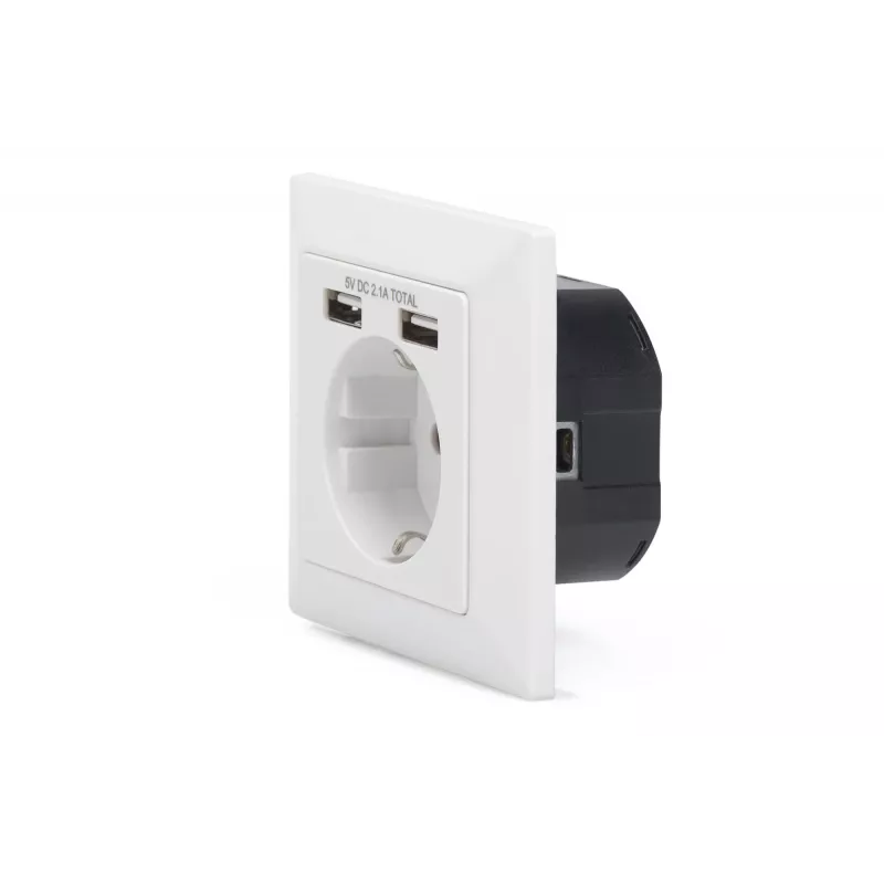Tomada de segurança para montagem encastrada Digitus DA-70613 com 2 portas USB