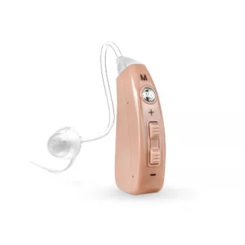 Amplificador de som Haxe JH351 recarregável intra-auricular bege, frequência 950–3500 Hz, volume de 4 níveis, a pilhas