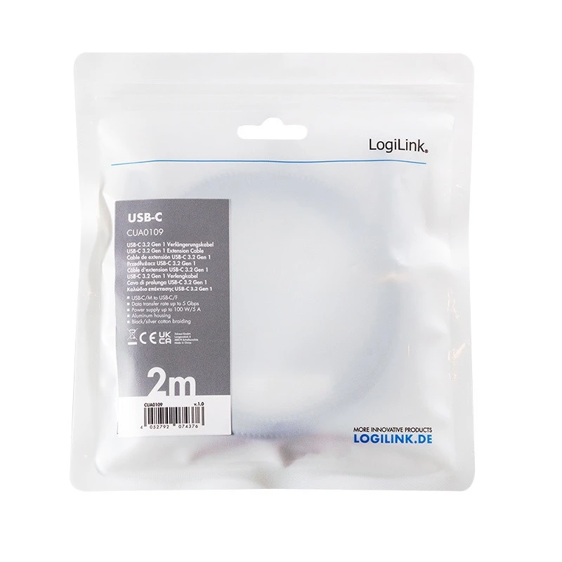 USB 3.2 Gen1 Type-C para USB-C/fêmea, PD, 2m