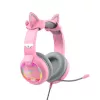 Headset gaming HAVIT Gamenote H2233D RGB — circumaural, com fios, rosa