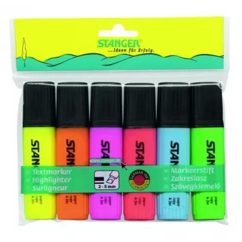 Marcador de texto STANGER, 1-5 mm, conjunto de 6 unidades 180008000
