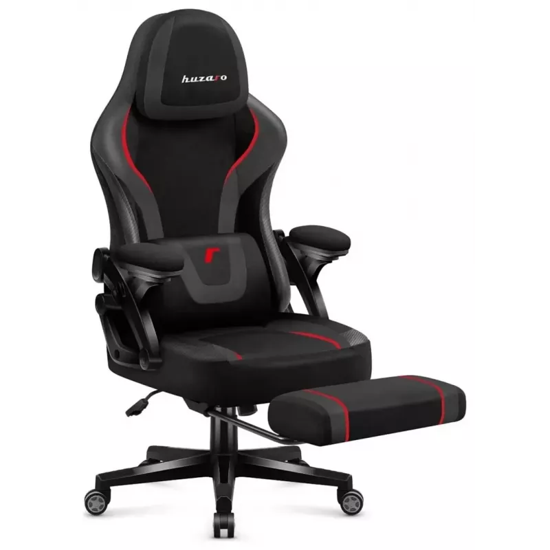 Cadeira de gaming huzaro Force 4.6 — assento ergonómico em tecido, altura ajustável, reclinável, apoio lombar, 130 kg máx., largura do assento 41 cm