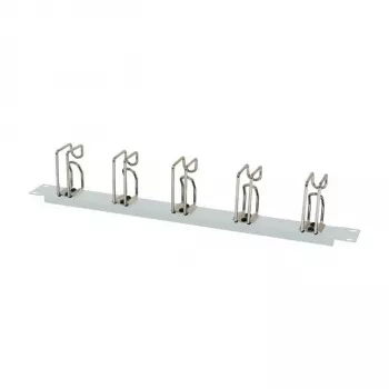 Painel de gestão de cabos de rack 1U ALLNET metal com 5 argolas grandes, cinzento-claro