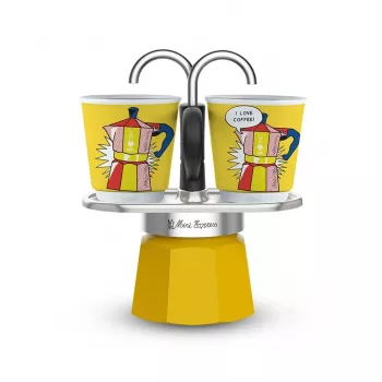 Conjunto de café Bialetti Mini Lichtenstein + 2 chávenas