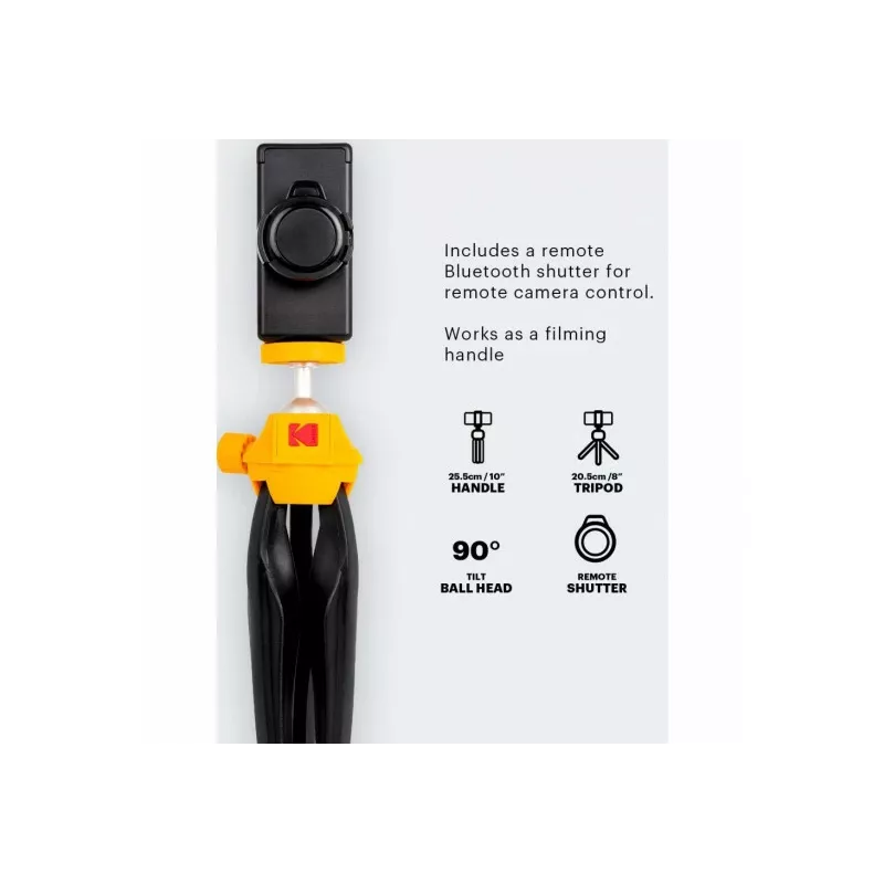 Tripé mini para smartphone Kodak KTP001 com disparador remoto Bluetooth