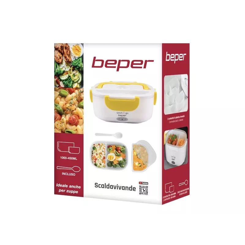 Marmita elétrica Beper 90.920G – aquecedor de alimentos 1 L, amarelo