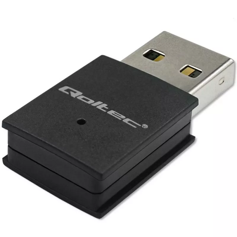 Adaptador Wi-Fi Mini USB sem fios compacto QOLTEC 57007 – Single-Band 2,4 GHz, até 150 Mbit/s, antena interna