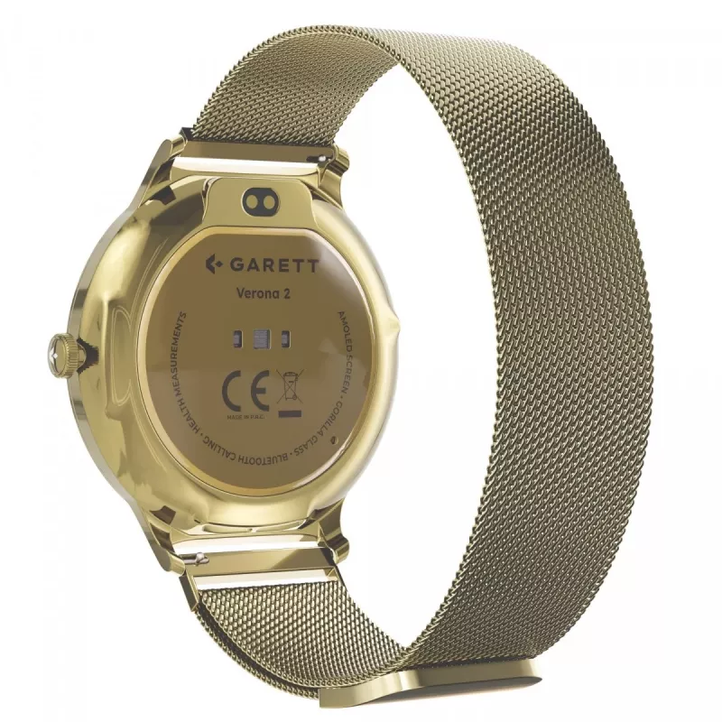 Smartwatch Garett Verona 2 dourado Mesh com Bluetooth e medidor de frequência cardíaca