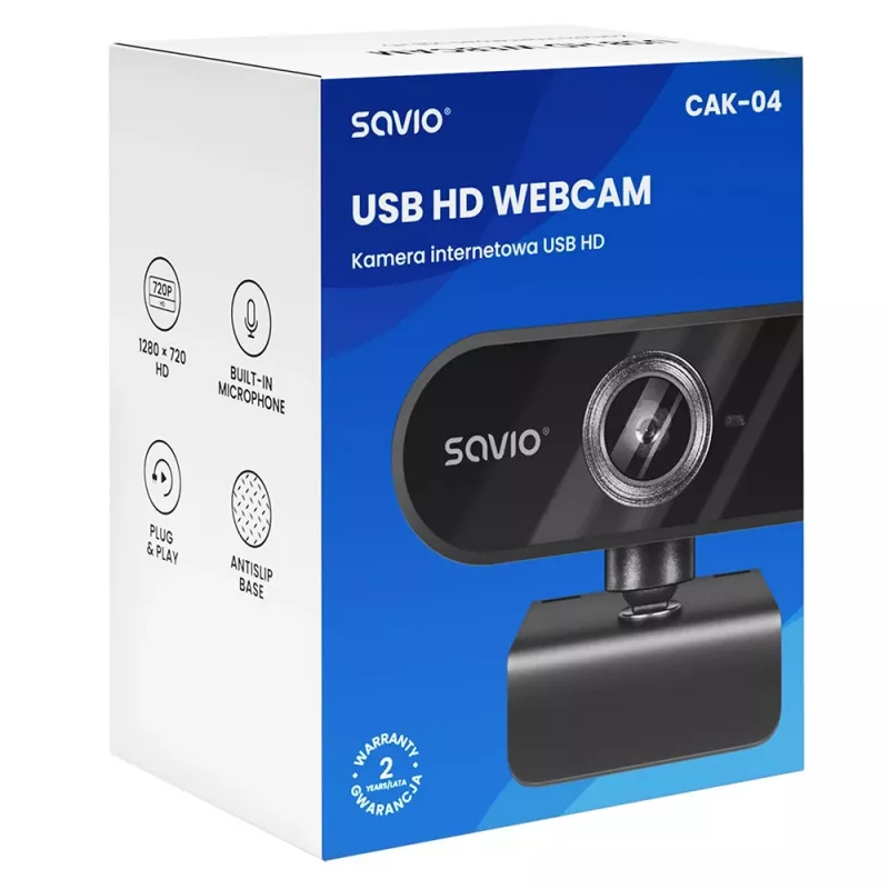 Webcam Savio CAK-04 720 MP 1280 x 720 píxeis USB preto