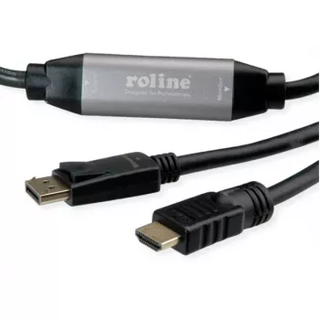 Adaptador de cabo de vídeo ROLINE 11.04.5776 7.5m HDMI Type-A DisplayPort preto