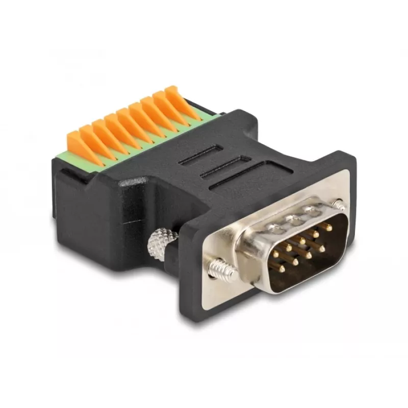 Adaptador DeLOCK D-Sub 9 macho para barra de terminais com botão de pressão