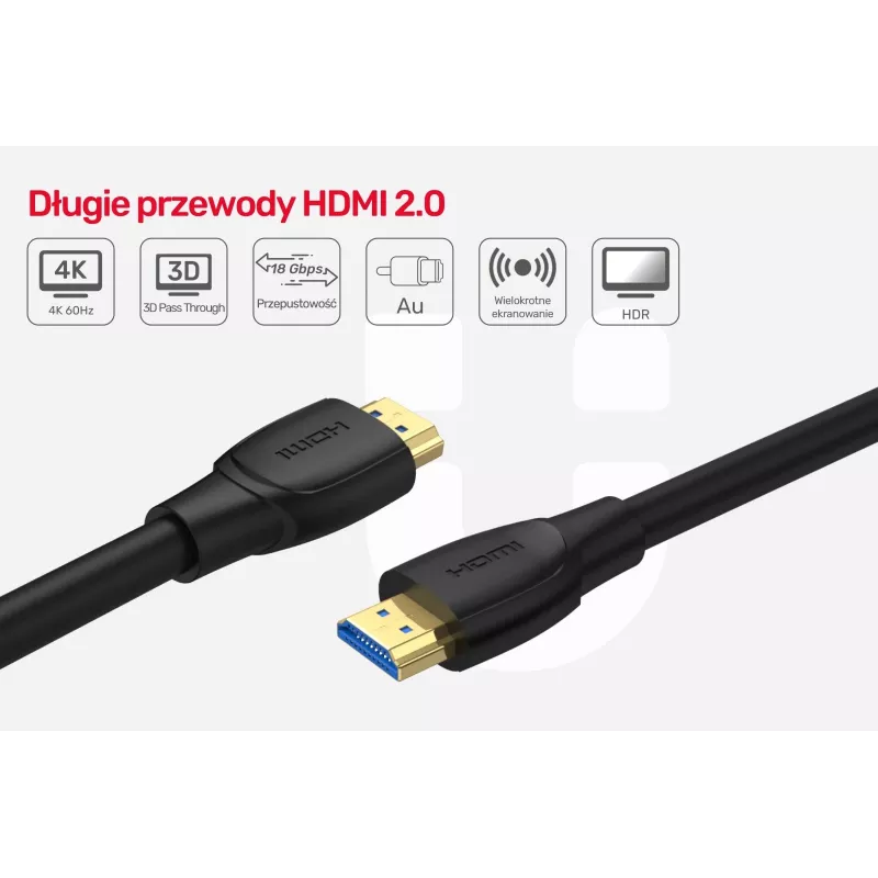 Cabo Unitek HDMI 2.0, 4K 60Hz, C11068BK, 7 m