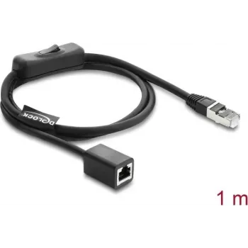 Cabo de rede DELOCK RJ45 macho < fêmea com interruptor inline Cat.6 F/UTP 1 m