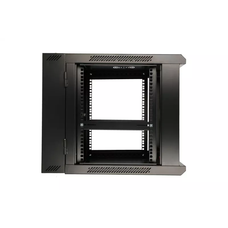 Armário Rackmount Extralink 6U 600x600 AZH preto montado na parede, basculante