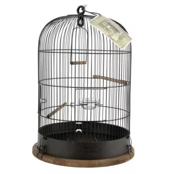 Gaiola para aves ZOLUX Retro Lisette — gaiola de metal para aves pequenas, Ø38 cm, altura 55 cm, castanho-escuro, incl. baloiço