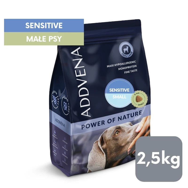 ADDVENA Power of Nature Adult Sensitive Small Lamb - alimentação seca para cães - 2,5 kg
