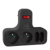 Maclean tomada elétrica, quádrupla com interruptor, pé de estabilização, tipo E, 2x2,5A, 2x16A, MCE224 E/B