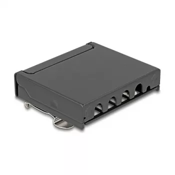 Patch panel DELOCK Mini Desktop RJ45 4 portas Cat.6A blindado preto, metal, 90×22×93 mm